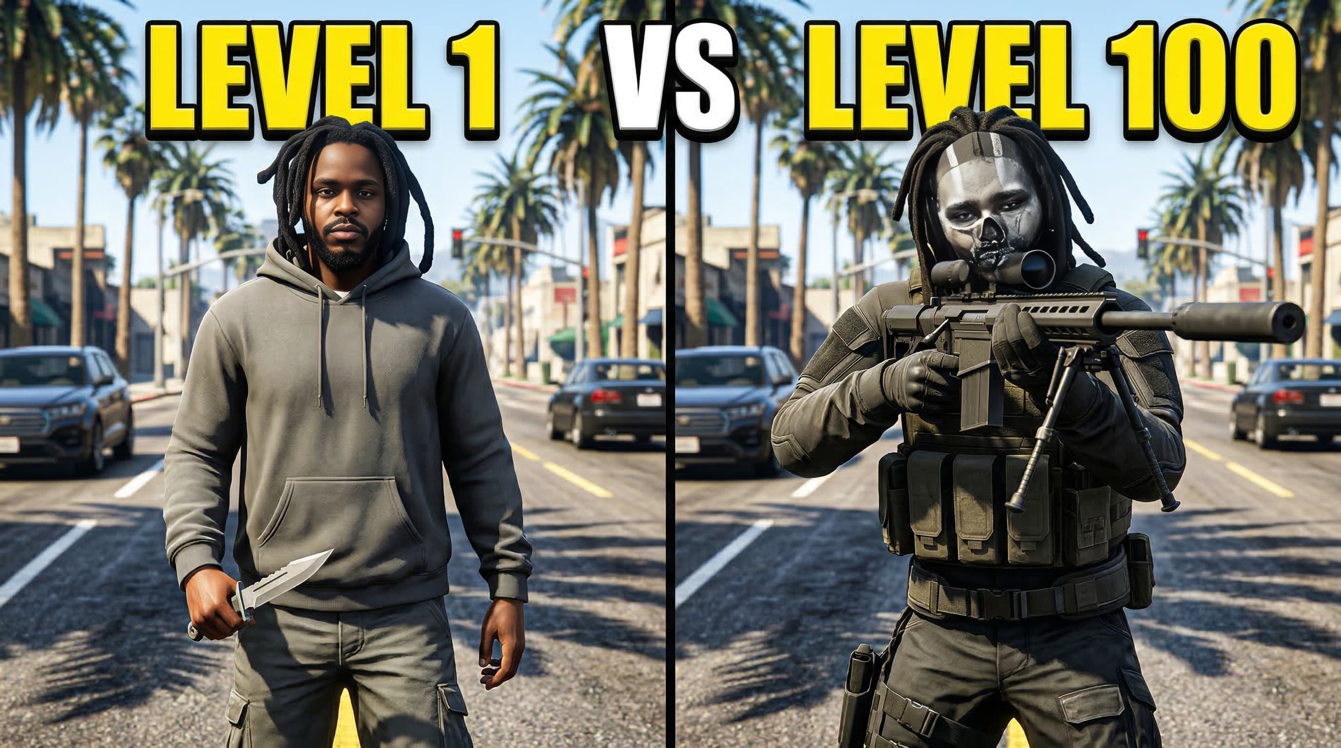 GTA Level 1 vs 100